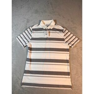 Ben‎ Sherman Striped White Grey 3 Button Tech Jersey Golf Sport Men's M